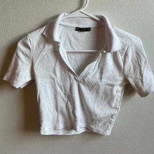 Zara white cropped shirt size M